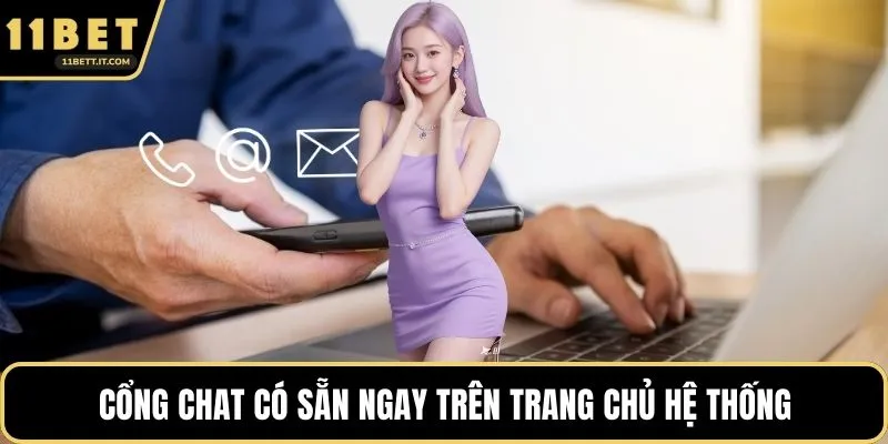 Cổng chat có sẵn ngay trên trang chủ hệ thống